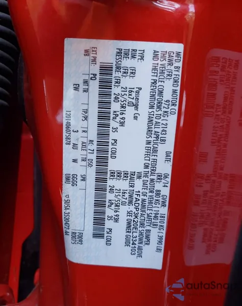 2014 Ford Focus Se из США, поврежденный, VIN 1FADP3K20EL334103